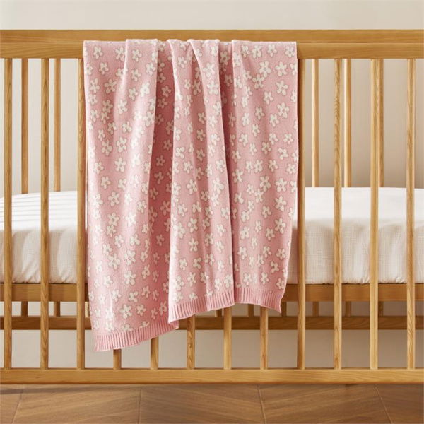 Adairs Pink Blanket Baby Novelty Cotton Pink Daisy Baby Blanket