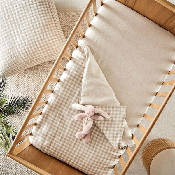 Adairs Natural Bassinet Baby Vintage Washed Linen Linen Fitted Sheet Natural