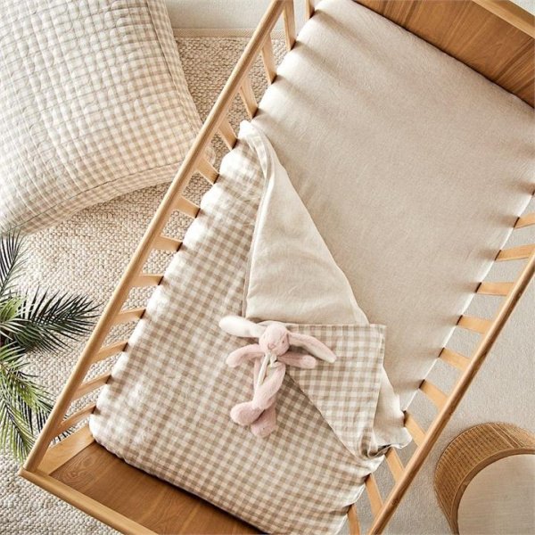Adairs Natural Baby Vintage Washed Linen Linen Cot Fitted Sheet