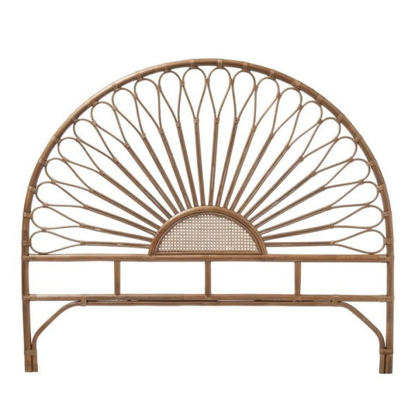 Adairs Natural King Bahama Rattan Bedhead King Walnut Half Moon