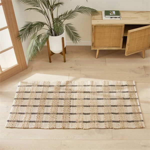 Adairs Natural Rug Runner Bali Black & Jute