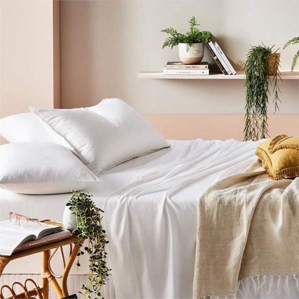 Adairs White Double Flat Sheet Bamboo Linen Bedlinen