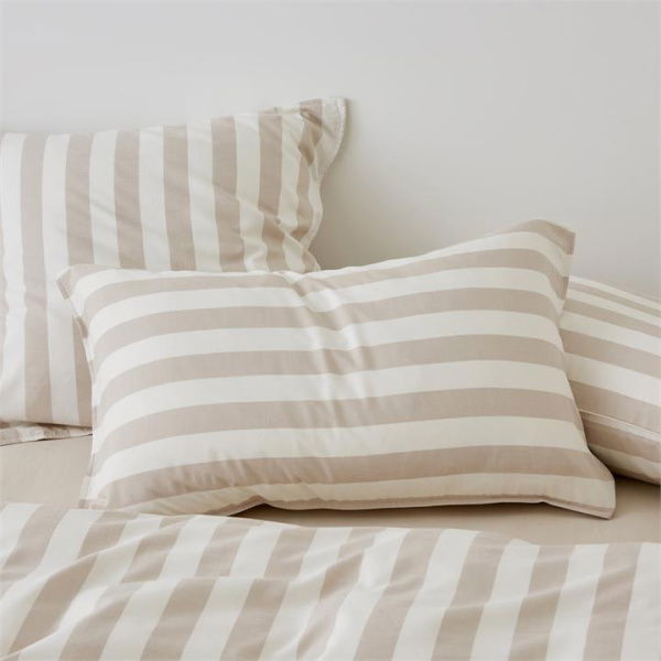 Adairs Natural European Pillowcase Each Bamboo Linen Stripe