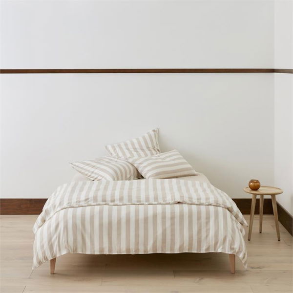 Adairs Natural Bamboo Linen Natural Stripe Double Quilt Cover