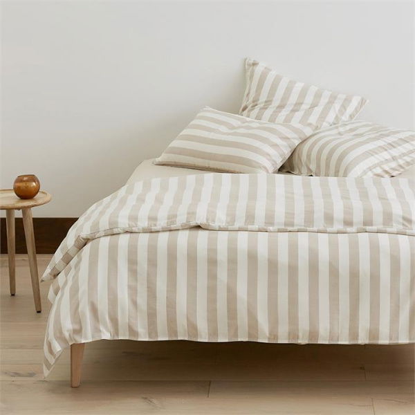 Adairs Bamboo Linen Natural Stripe Quilt Cover (Natural Single)