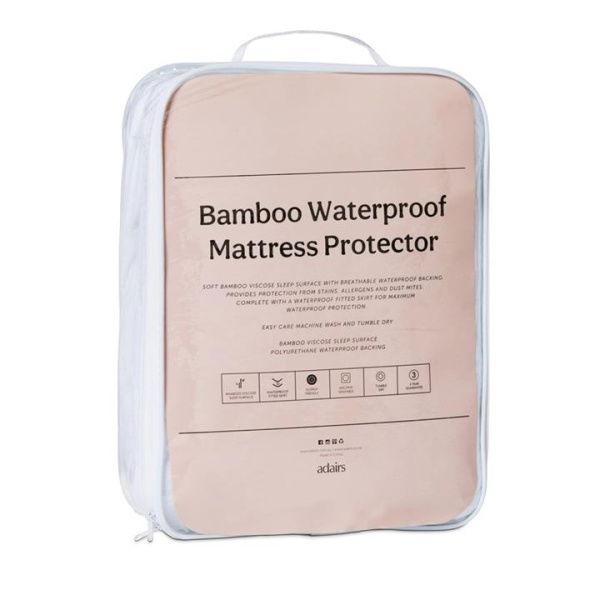 Adairs Bamboo Waterproof Mattress Protector - White (White King Single)