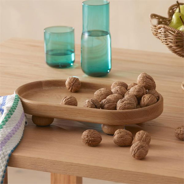 Adairs Banto Natural Oak Oval Footed Platter (Natural Platter)