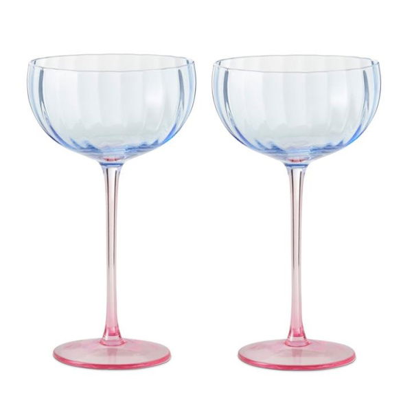 Adairs Bardot Blue & Pink Cocktail Glass Pack of 2 (Blue 2 Pack)