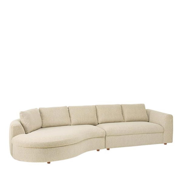 Adairs White Belfast Pearl Boucle Curved 3 Seater Sofa