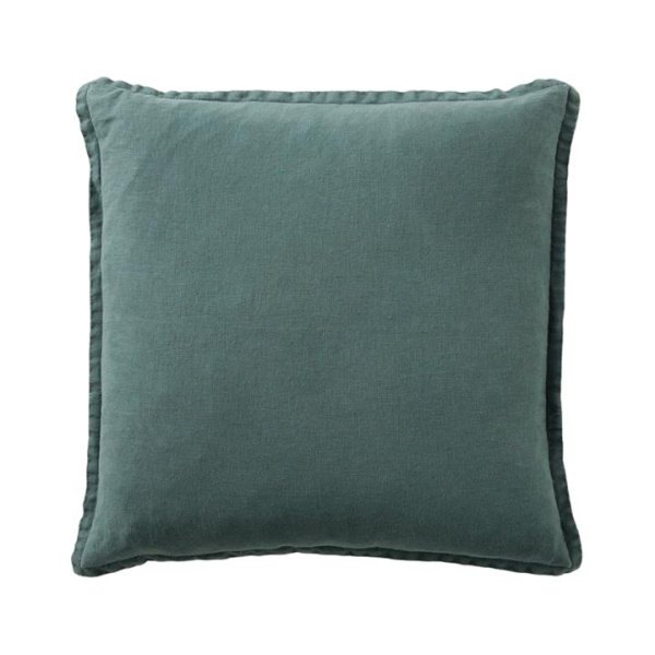 Adairs Belgian Dark Teal Vintage Washed Linen Cushion - Green (Green Cushion)