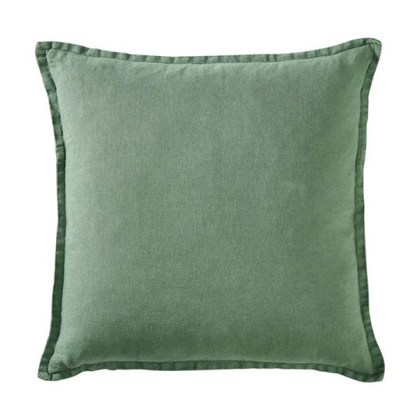 Adairs Belgian Garden Grove Vintage Washed Linen Cushion - Green (Green Cushion)