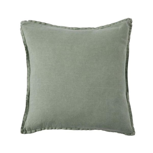 Adairs Green Cushion Belgian Gum Leaf Vintage Washed Linen