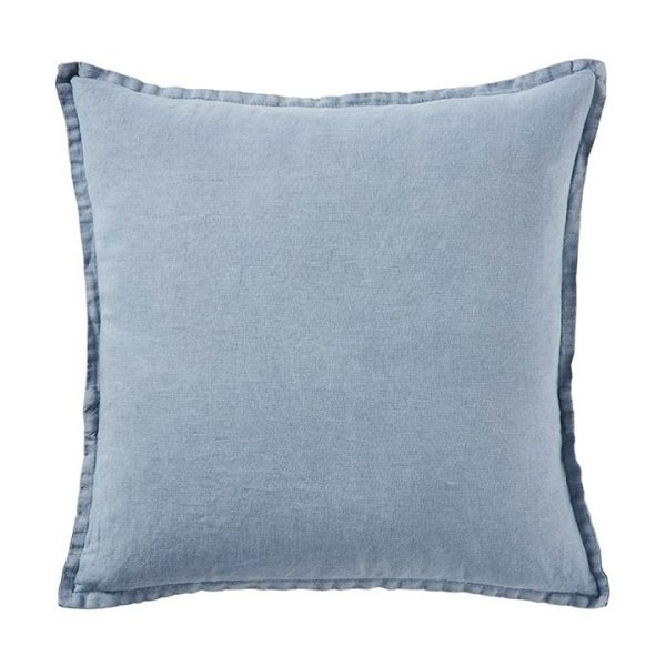 Adairs Blue Belgian Light Denim Vintage Washed Linen Cushion