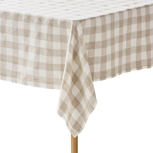 Adairs Belgian Natural Check Vintage Washed Linen Tablecloth (Natural Tablecloth)