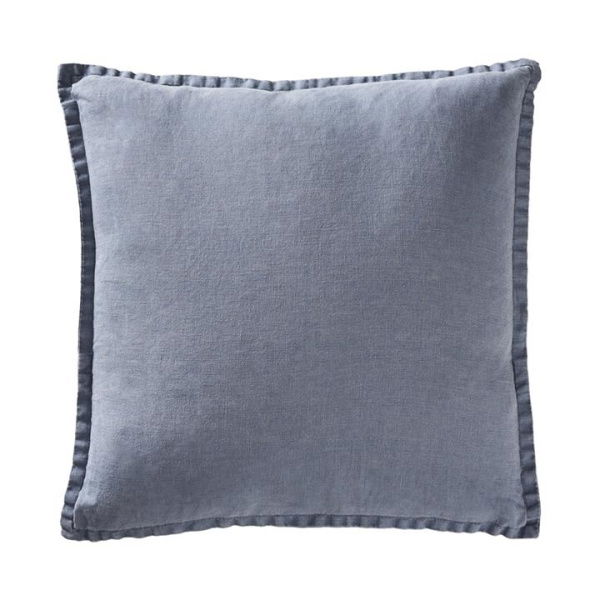 Adairs Blue Cushion Belgian Vintage Washed Linen Thunderstorm