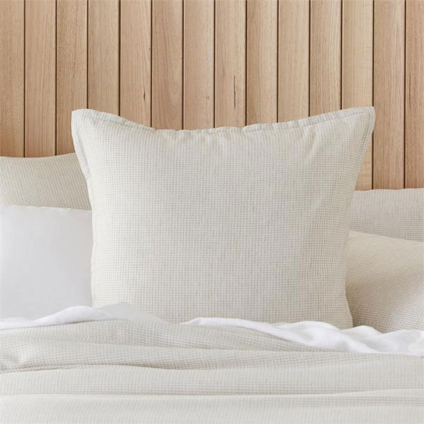 Adairs Berlin Waffle Natural Marle Pillowcases (Natural European Pillowcase Each)