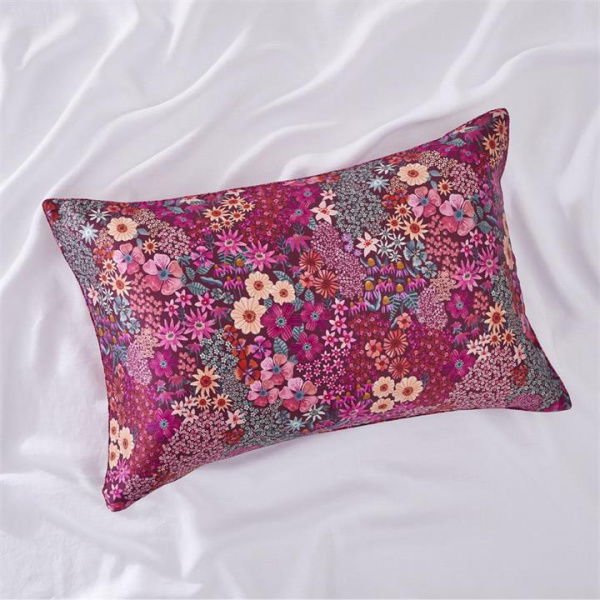 Adairs Berry Field Pure Silk Printed Pillowcase - Pink (Pink Standard Pillowcase Each)