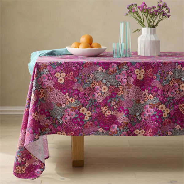 Adairs Berry Floral Berry Tablecloth - Pink (Pink Tablecloth)