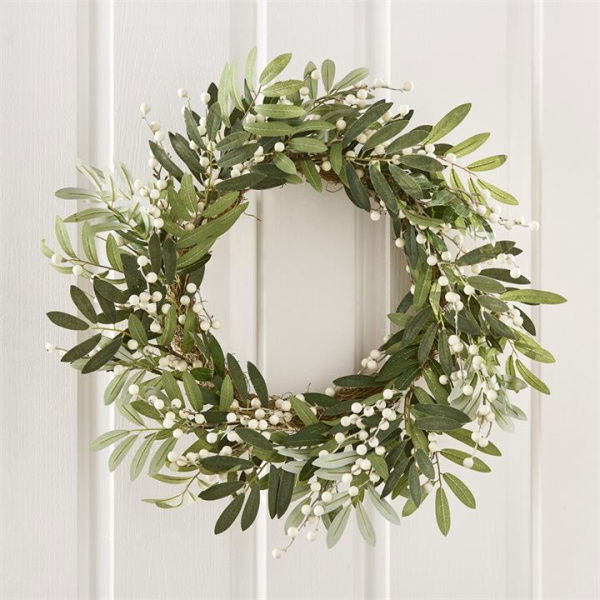 Adairs White & Green Large Berry Leaf Luxe Wreath