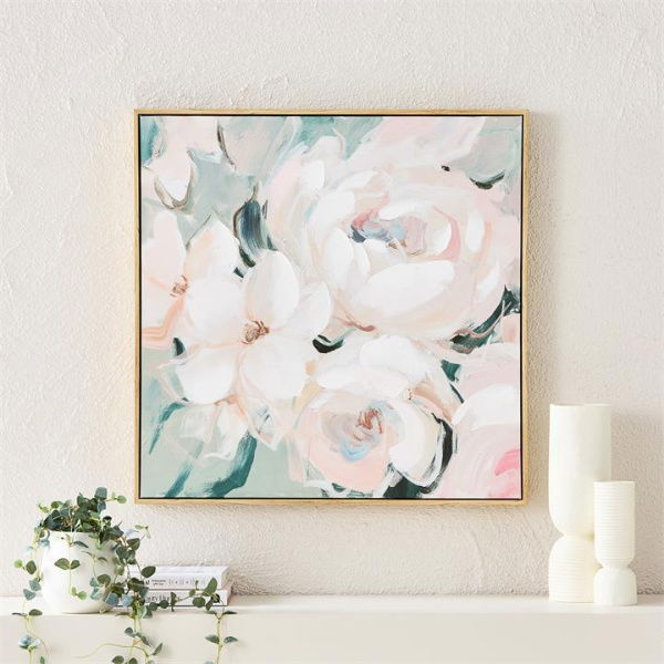 Adairs Bloom Pink Rose Canvas (Pink Wall Art)