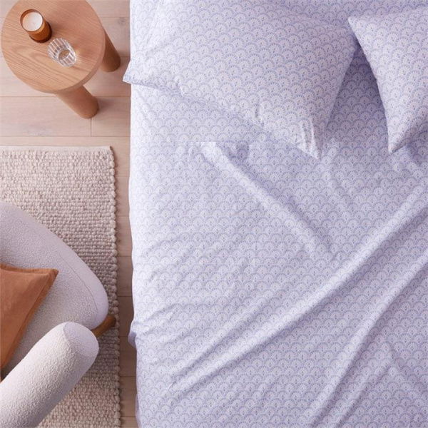 Adairs Blue Tile Printed Percale Sheet Set (Blue King Single)