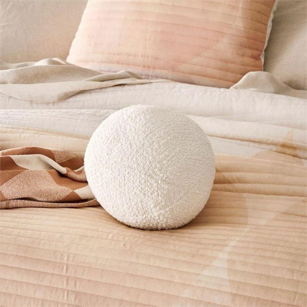 Adairs White Boucle Ball Cushion Large