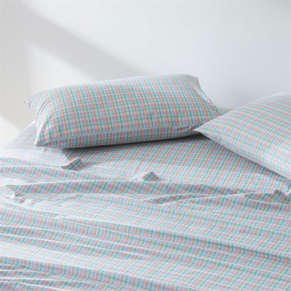 Adairs Green King Extra Depth Bright Check Printed Sheet Set