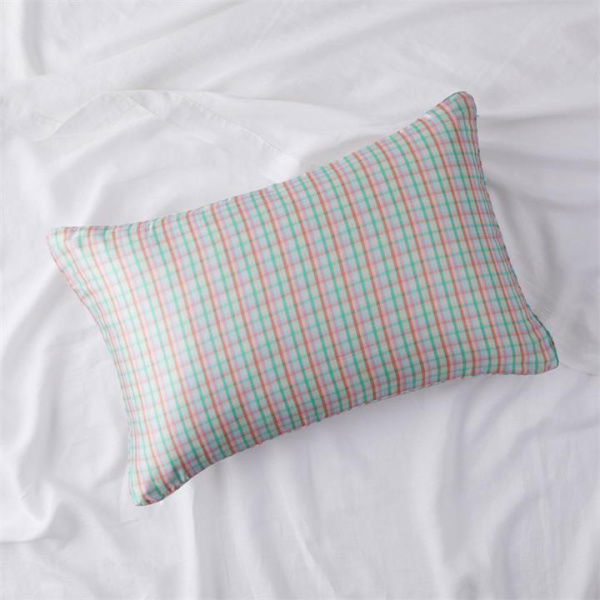 Adairs Green Standard Pillowcase Each Bright Check Pure Silk Printed Pillowcase Green