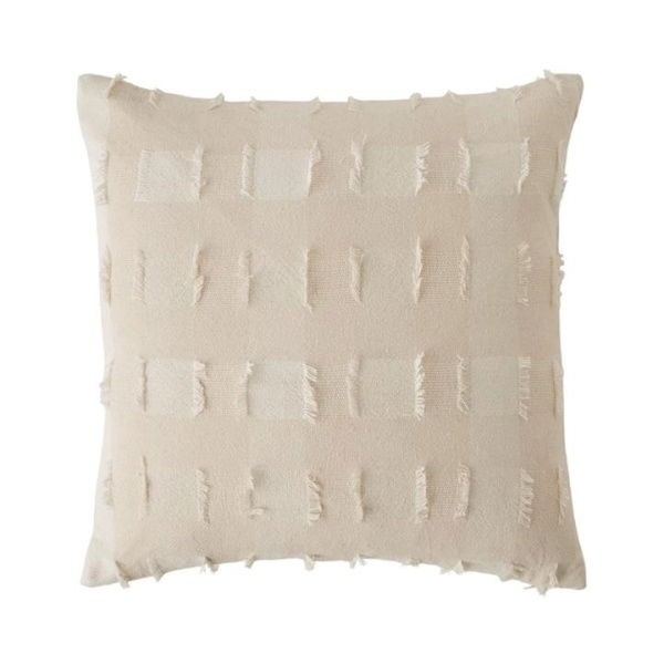 Adairs Brookhaven White & Natural Check Cushion (Natural Cushion)