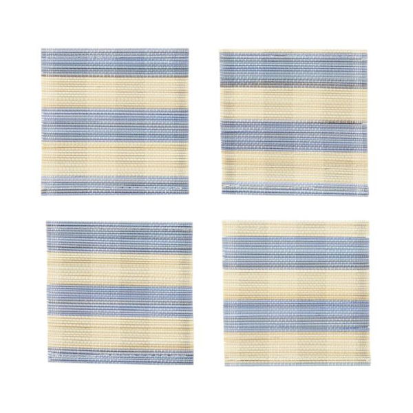 Adairs Blue Coasters Pack of 4 Brooklyn Blue Bamboo Coasters Pack of 4