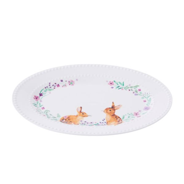 Adairs Bunny Green Oval Platter - White (White Platter)