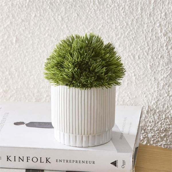 Adairs Buxus Green/White Potted Plant (Green Faux Plant)