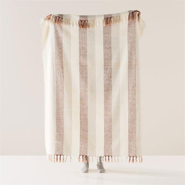 Adairs Natural Throw Cabo Natural & Chestnut Stripe Throw