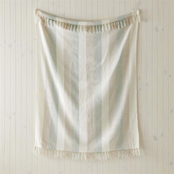 Adairs Green Throw Cabo Natural & Stripe