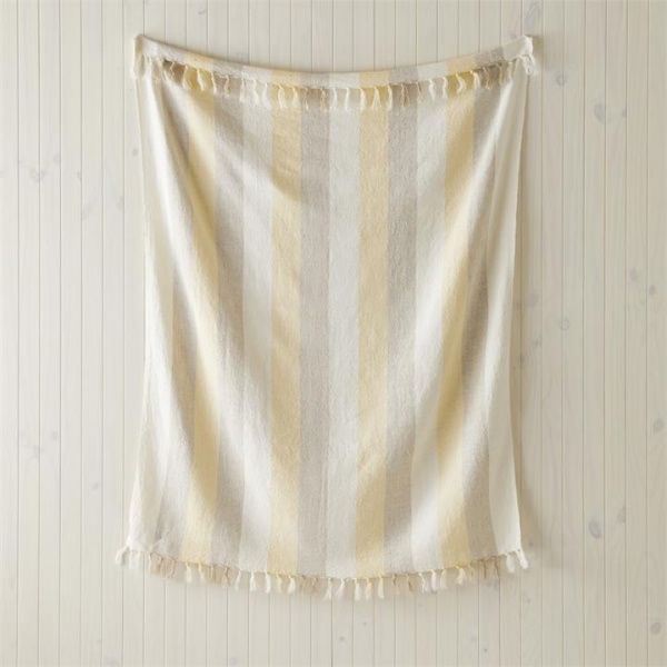 Adairs Natural Cabo & Lemon Stripe Throw 130x170cm