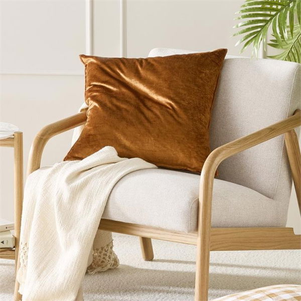 Adairs Cairo Brown Sugar Velvet Cushion - Orange (Orange Cushion)