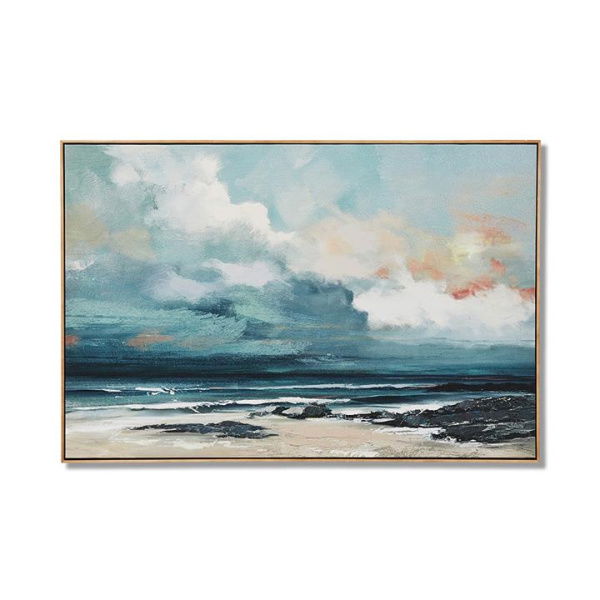 Adairs Cloud Grey Cape Hand-painted Twilight Canvas Blue Wall Art