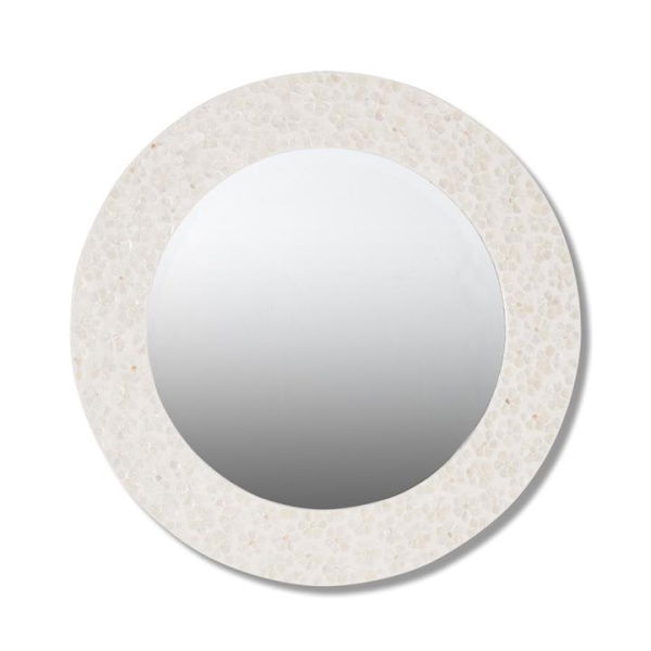 Adairs Natural Capiz Ivory Large Daisy Round Mirror