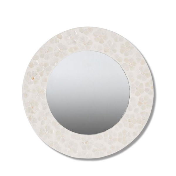 Adairs Natural Mirror Capiz Ivory Small Daisy Round