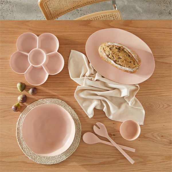 Adairs Capri Pink Bamboo Servingware (Pink Salad Servers)