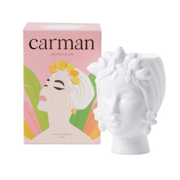 Adairs Carman Coconut & Lime Head Candle 510g - White (White Candle)