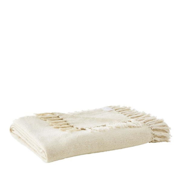 Adairs White Blanket Carmel & Natural