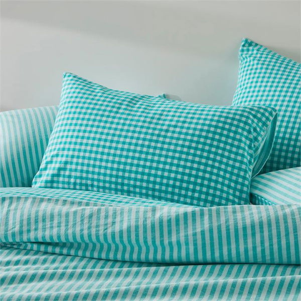 Adairs Aquamarine Blue Carrie Gingham European Pillowcase Each