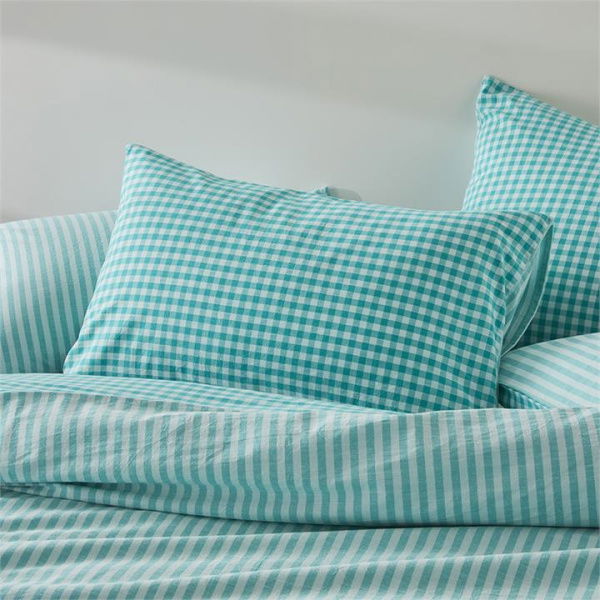 Adairs Blue Carrie Aquamarine Gingham King Pillowcase Each