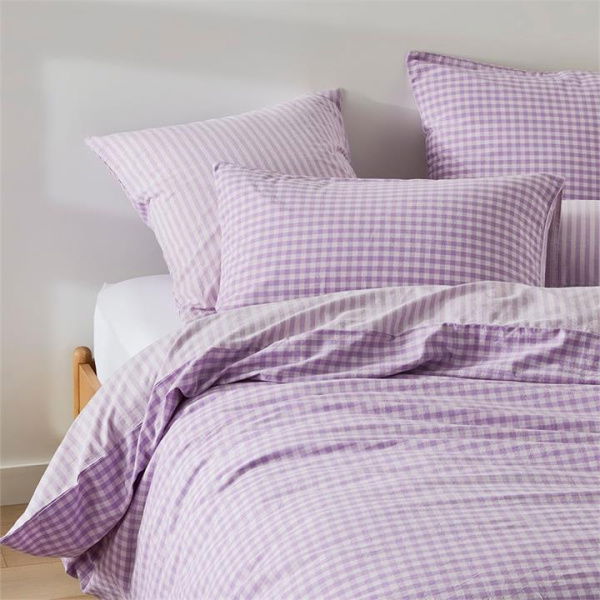 Adairs Purple King Carrie Lilac Gingham Quilt Cover Set + Separates