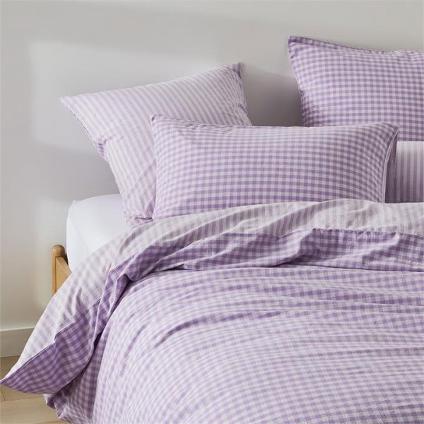 Adairs Lilac Purple Carrie Gingham Queen Quilt Cover Set + Separates