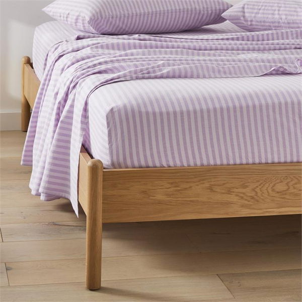 Adairs Carrie Lilac Stripe Sheet Set - Purple (Purple King Extra Depth)