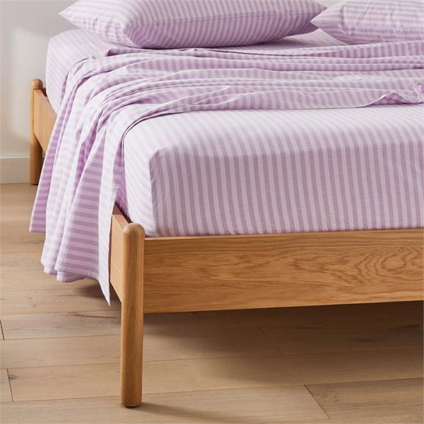 Adairs Carrie Lilac Stripe Sheet Set - Purple (Purple Queen Extra Depth)