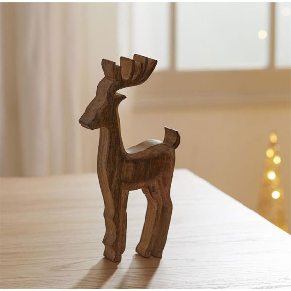 Adairs Natural Decor Carved Natural Timber Reindeer