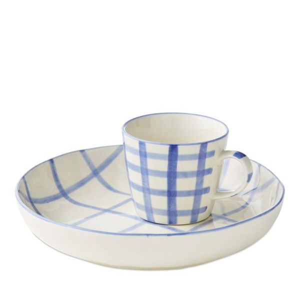 Adairs Blue Dinner Bowl Charli Blue Check Servingware